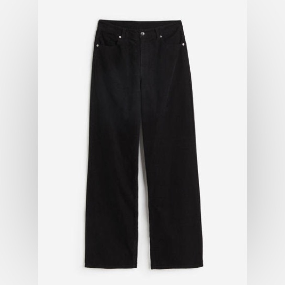 Divided by H&M Corduroy Wide Leg Pants, Black, Size 10